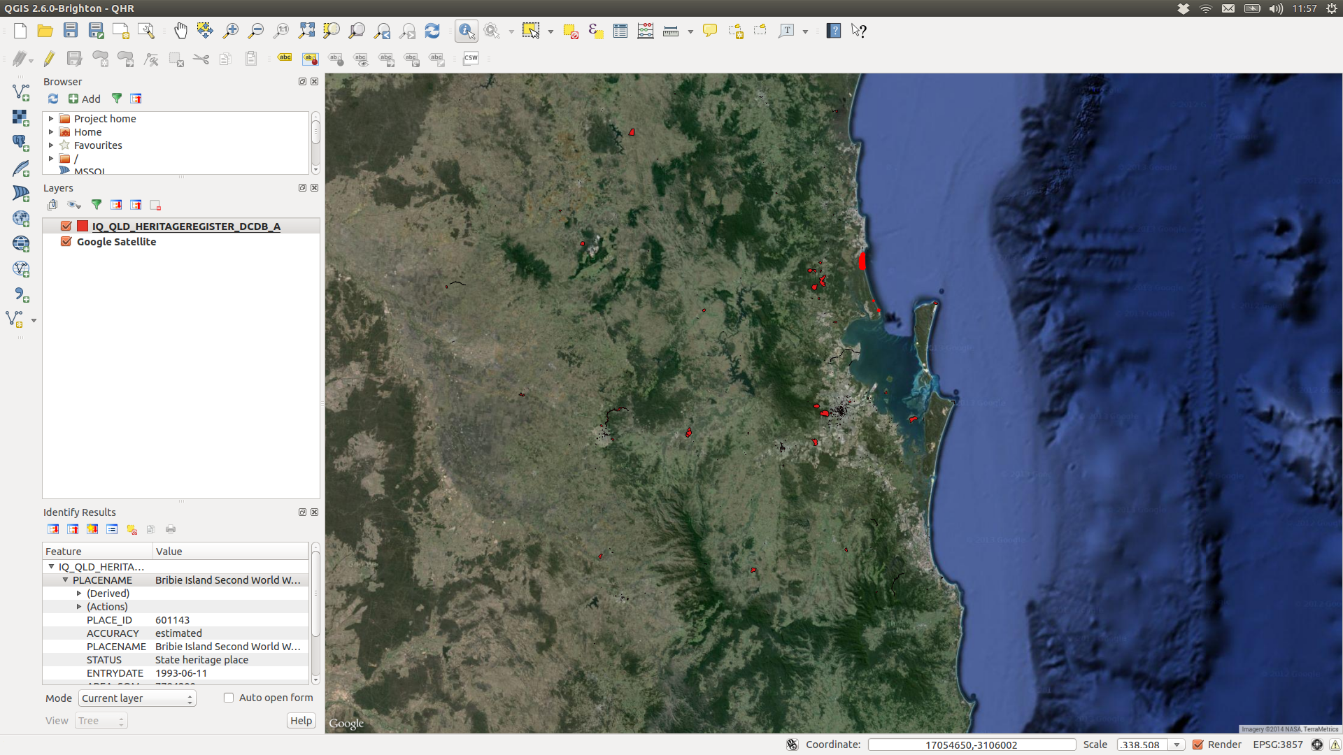 Un projet QuantSIG typique, ici sur une île de Pae'Motu où on souhaite situer des sites classées réserves naturelles sur une carte satellitaire, pour éventuellement identifier des milieux qui auraient besoin de davantage de sites de protection.